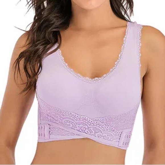 NEW 2pk Women Sports Bra Seamless Front Cross Side Attmnt Wireless Workout Yoga - Picture 4 of 12